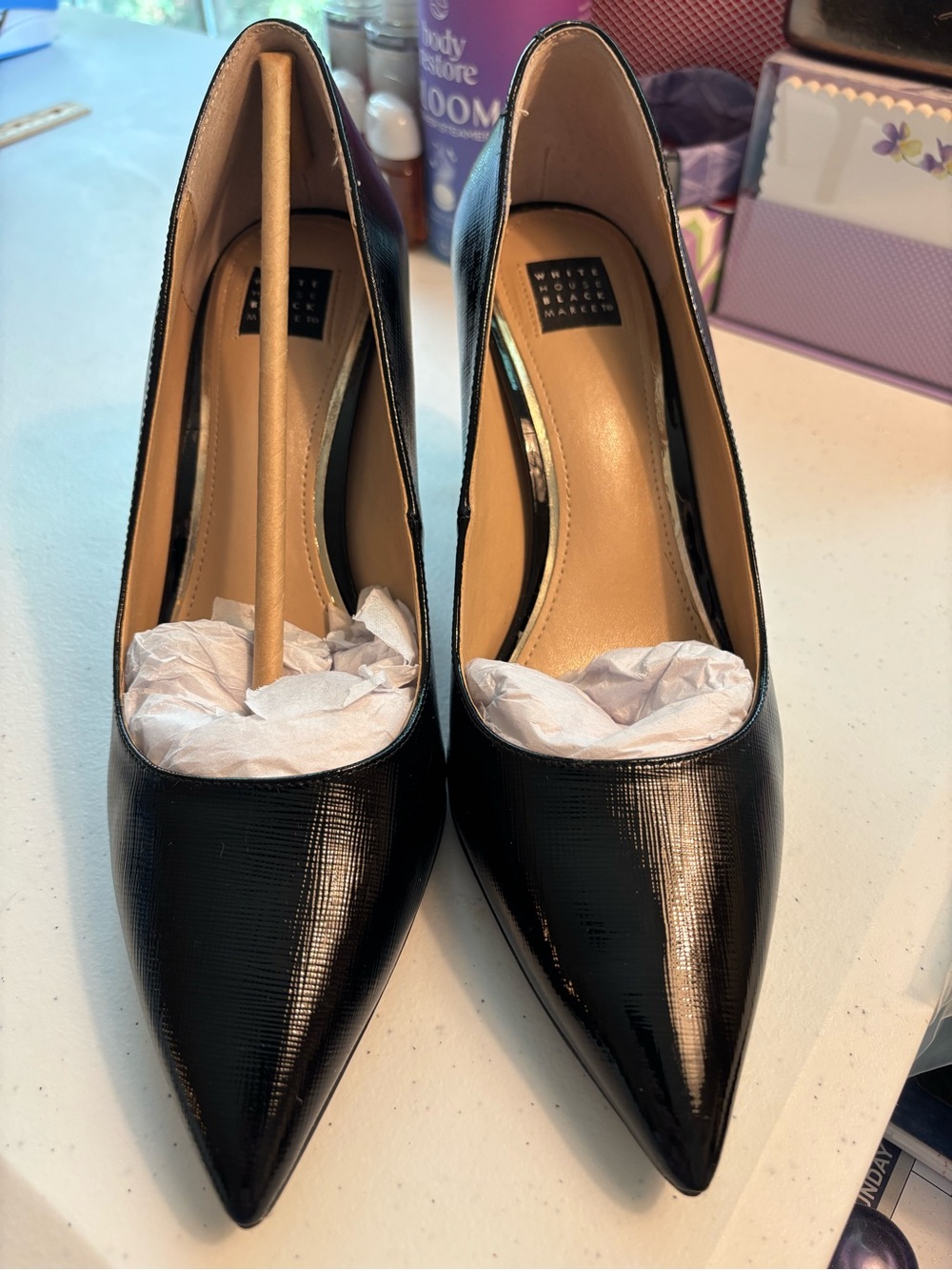White House Black Market Black Patent Pointed-Toe Pumps